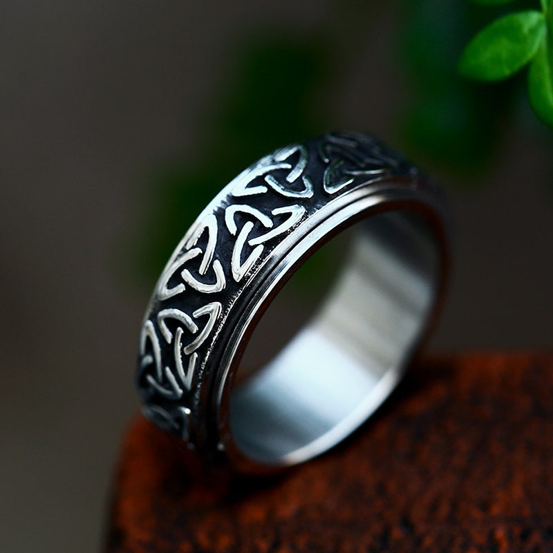 Nordic Vintage Viking Celtic Knot Titanium Steel Ring for Men - Stylish Rotating Stainless Steel Design