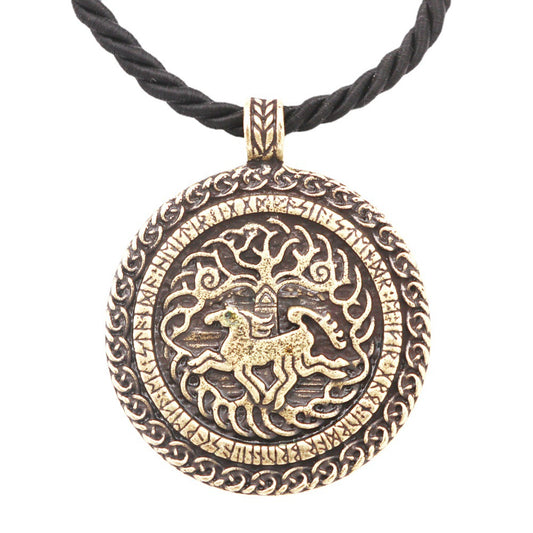 Retro Silver Warhorse Metal Necklace - Norse Legacy Collection