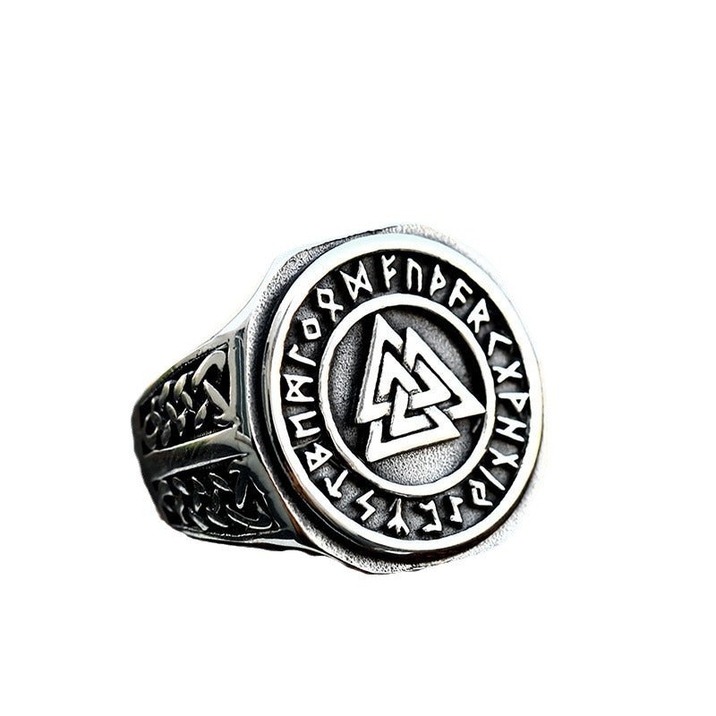 Viking-Inspired Stainless Steel Men's Ring with Celtic Knot Design - Wholesale European and American Retro Style in Titanium Steel