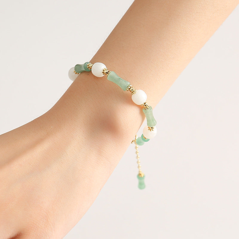 Green Aventurine Sterling Silver Bracelet with Jade Gemstones