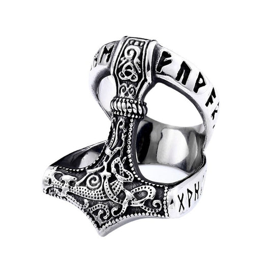 Viking Heritage Stainless Steel Men's Ring with Unique Letter Engraving