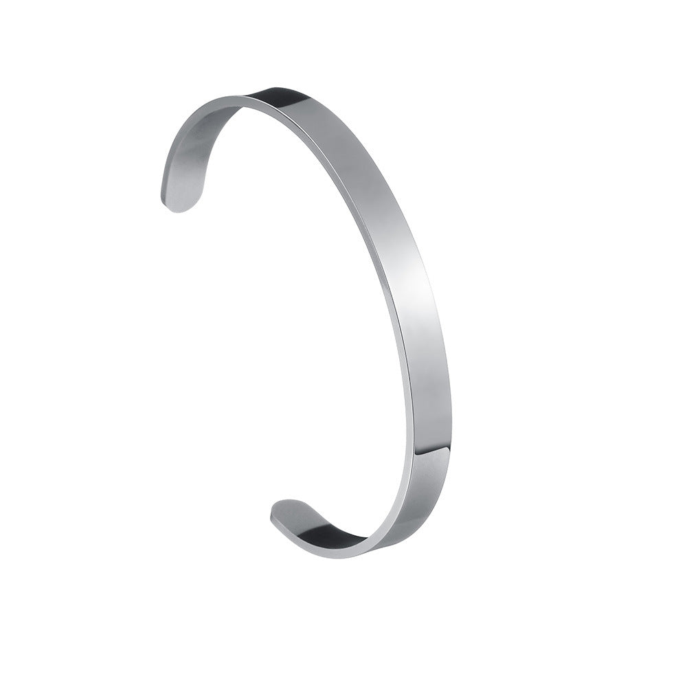 European American Titanium Steel Cuff Bracelet - Non-Fading Vacuum Plated Open Bangle