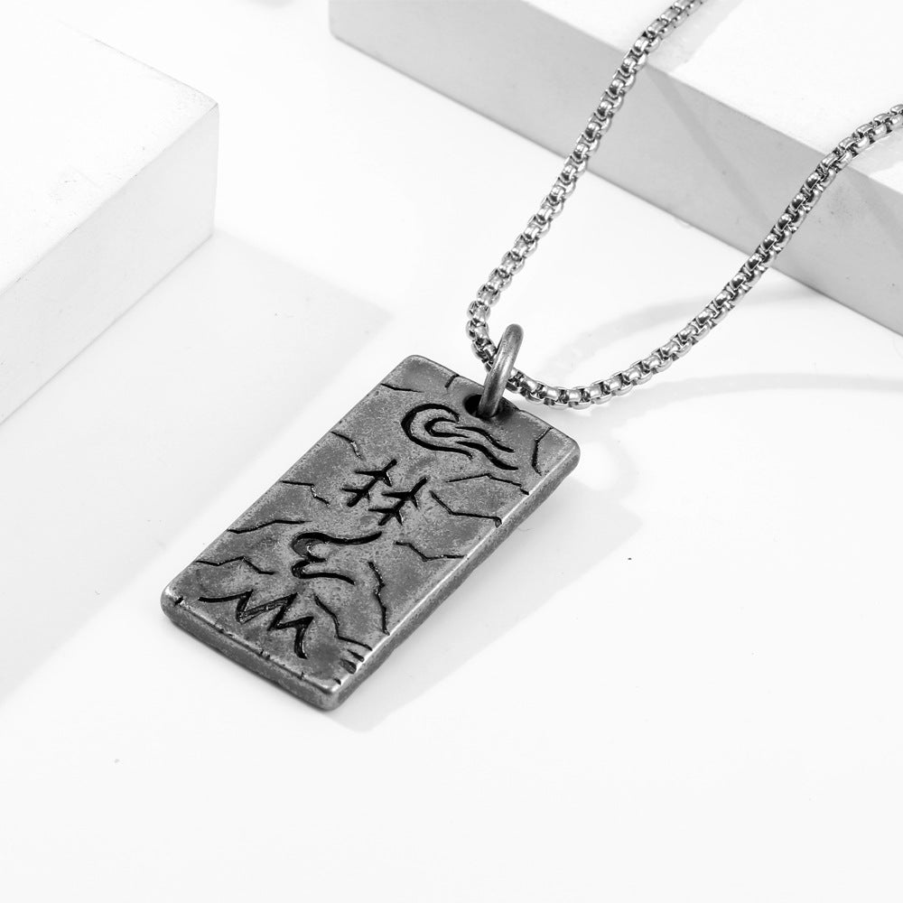 Titanium Steel Military Pendant Necklace Inspired by Sun Tzu's Art of War for Men