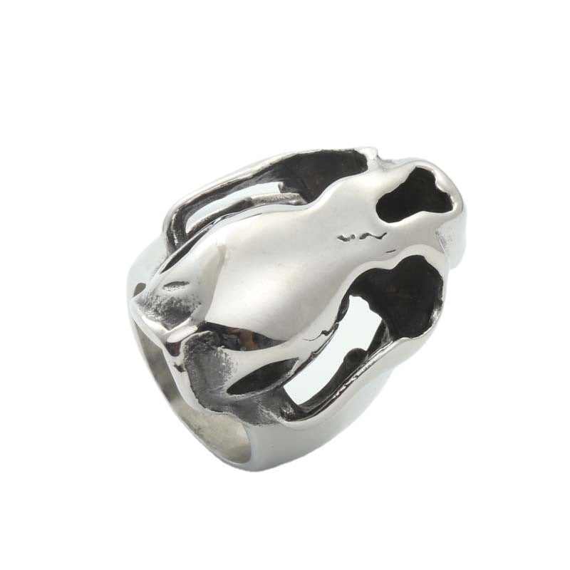 Titanium Steel Big Monster Head Ring - Retro Punk Jewelry for Men