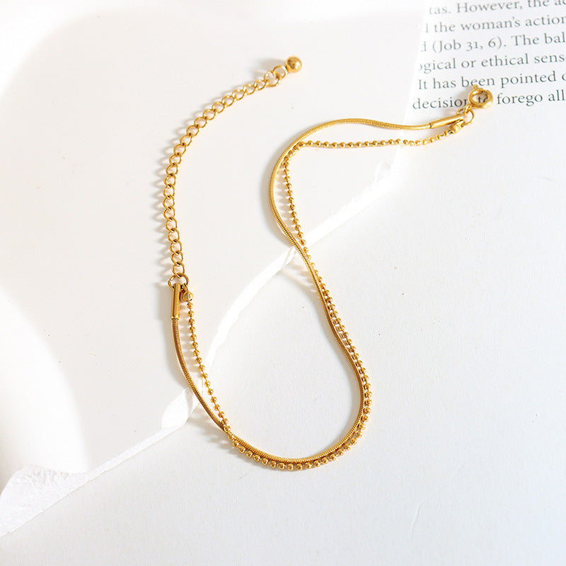 Double-Layered Gold-Plated Snake Chain Bracelet by Planderful