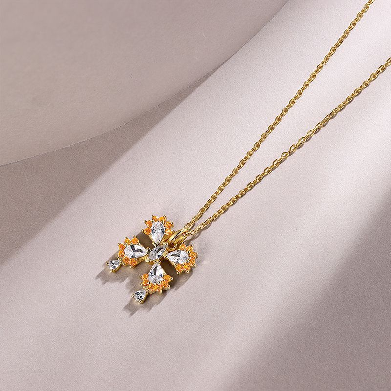 Unique Butterfly Zircon Silver Necklace