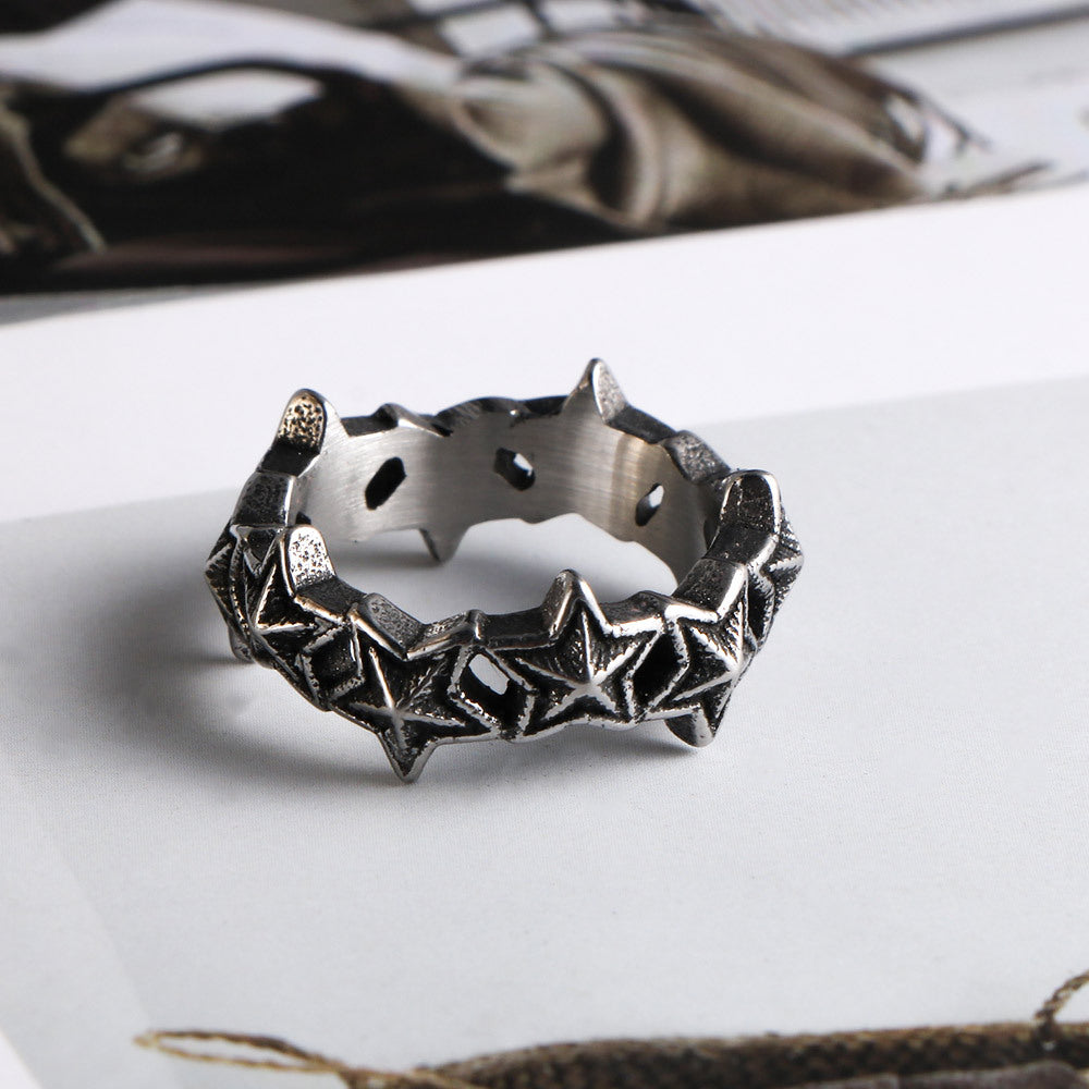 Korean-Inspired Thin Five-Pointed Star Couple Ring for Girls - Fashion Jewelry Accessory