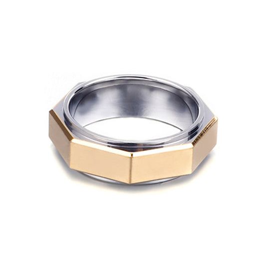 Stylish Geometric Men's Ring in 18K Gold Electroplated Stainless Steel - Hipster Tail Finger Jewelry for Men