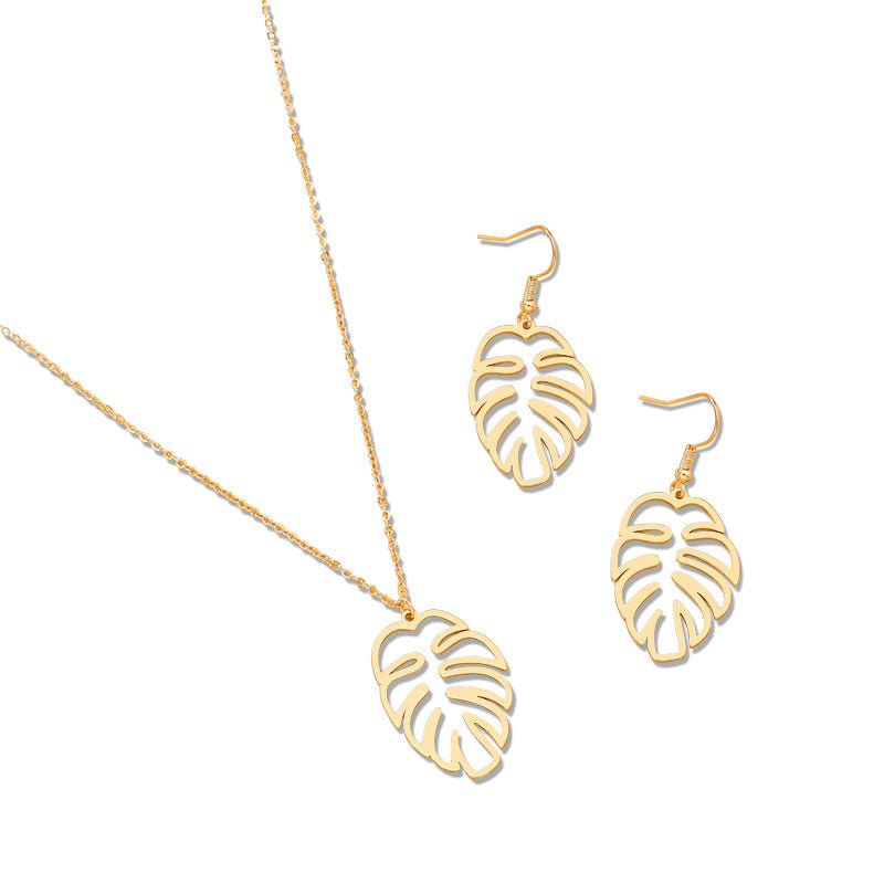 Retro Leaf Jewelry Set with Cross-border Charm for Women