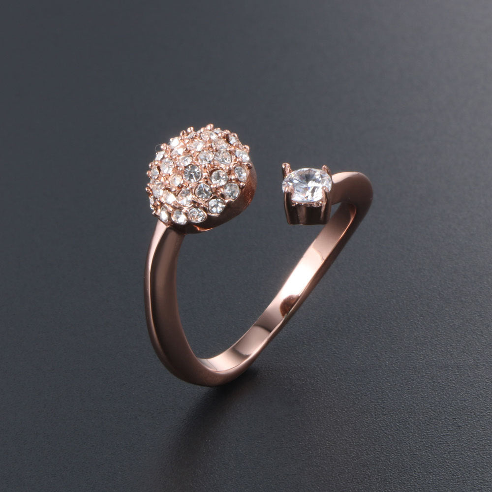 Rose Gold Floral Cluster Zircon Ring - Elegant Titanium Steel Jewelry for Women