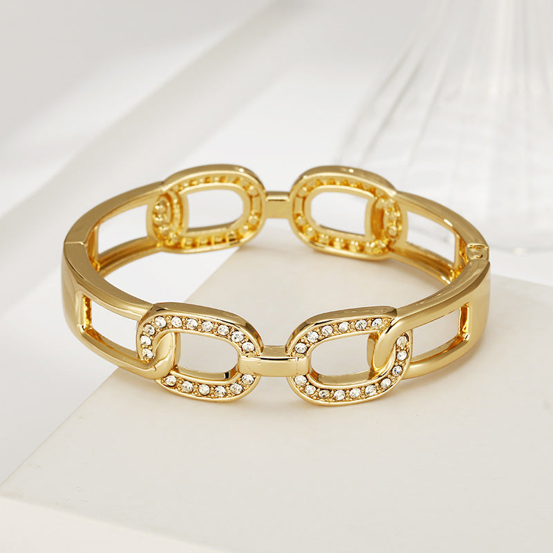 Shimmering Vienna Verve Gold Bracelet with Sonic Boom Shake - Radiate Luxury Style