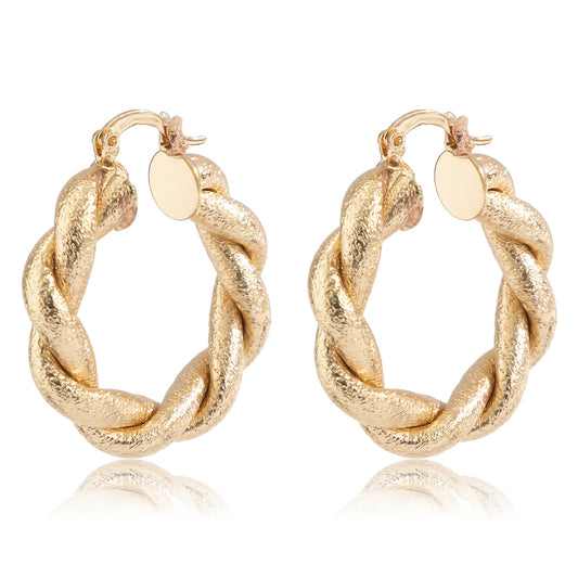 European Style Metal Twisted Earrings with Pockmark Ring