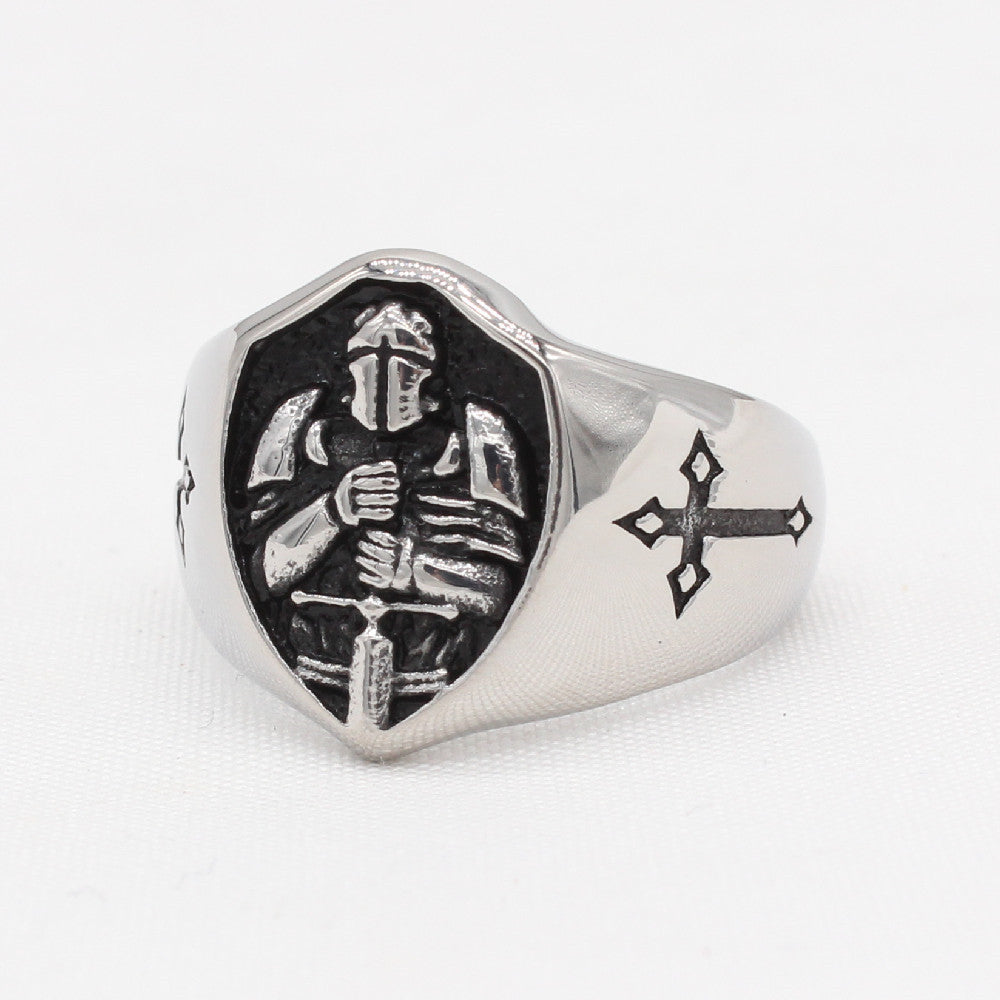 Personalized Retro Titanium Steel Ninja Warrior Ring for Men - European and American Style