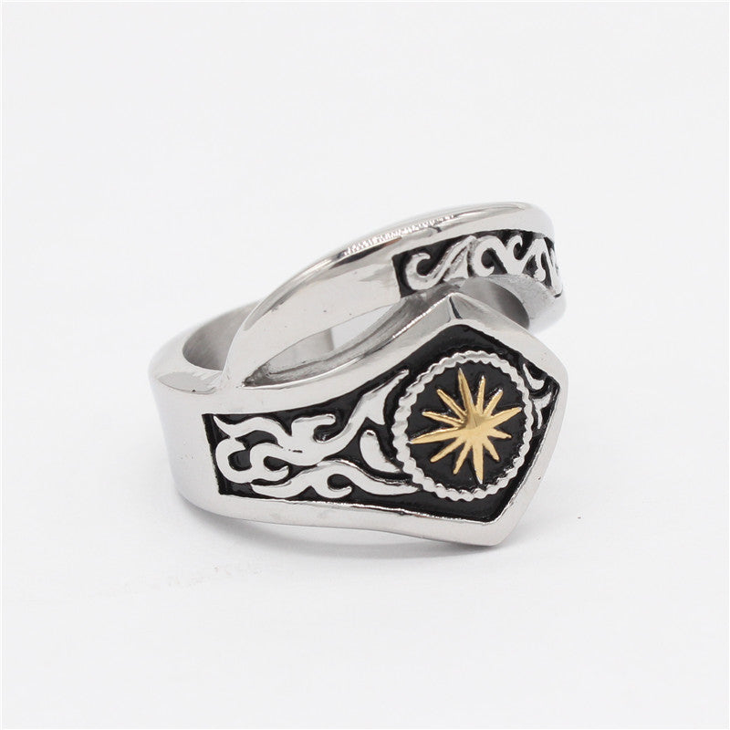 Sun God Relief Titanium Steel Ring for Men