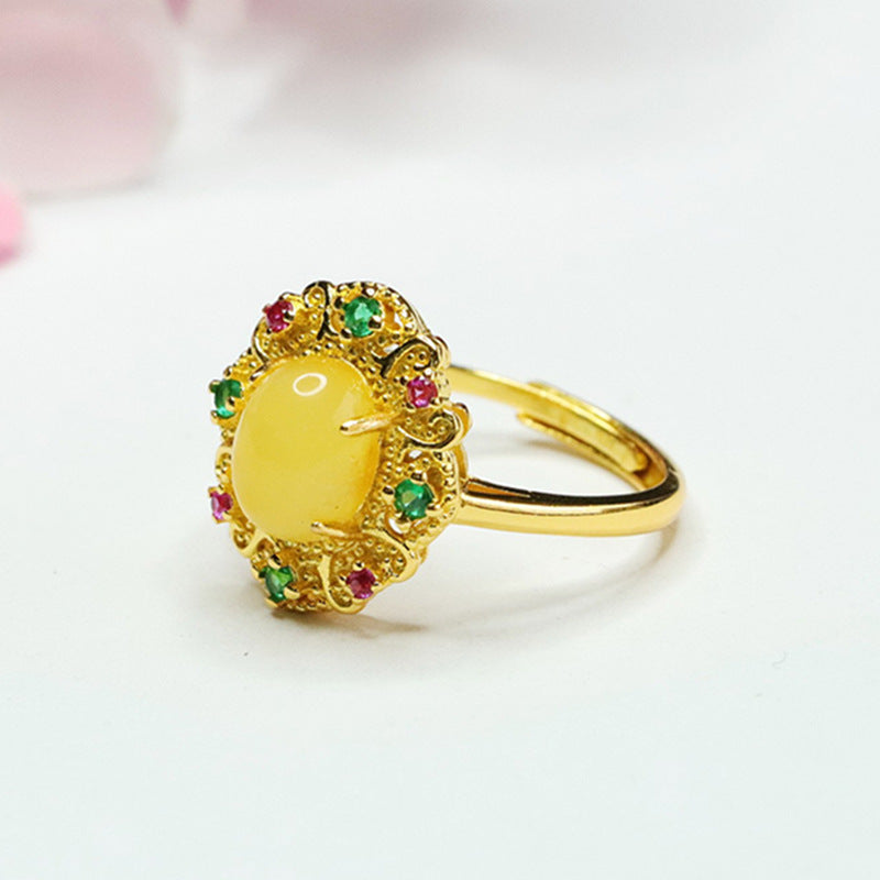 Amber Honey Wax Ring in Palace Style Jewelry Collection