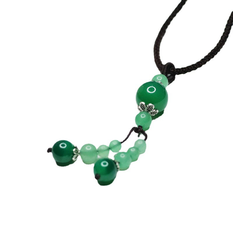 Green Chalcedony Tassel Pendant Necklace with Sterling Silver