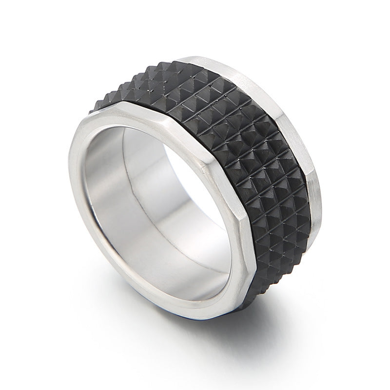 Wholesale Men's Hip-Hop Pyramid Titanium Steel Ring - Creative and Stylish, Available in Sizes 8-12