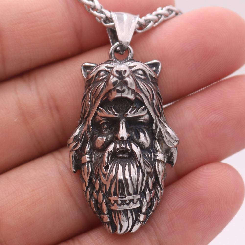 Wolf Head Stainless Steel Necklace Inspired by Viking Mythology and Norse Legacy