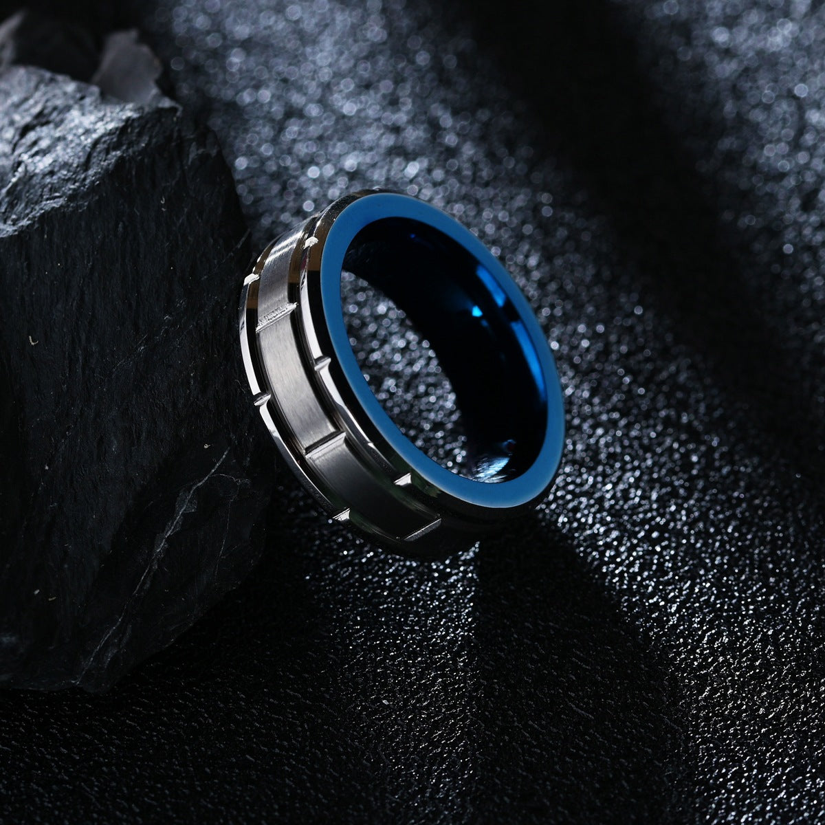 Wholesale Men's Tungsten Steel Rings with Blue and Steel Embroidery - Premium Amazon Collection