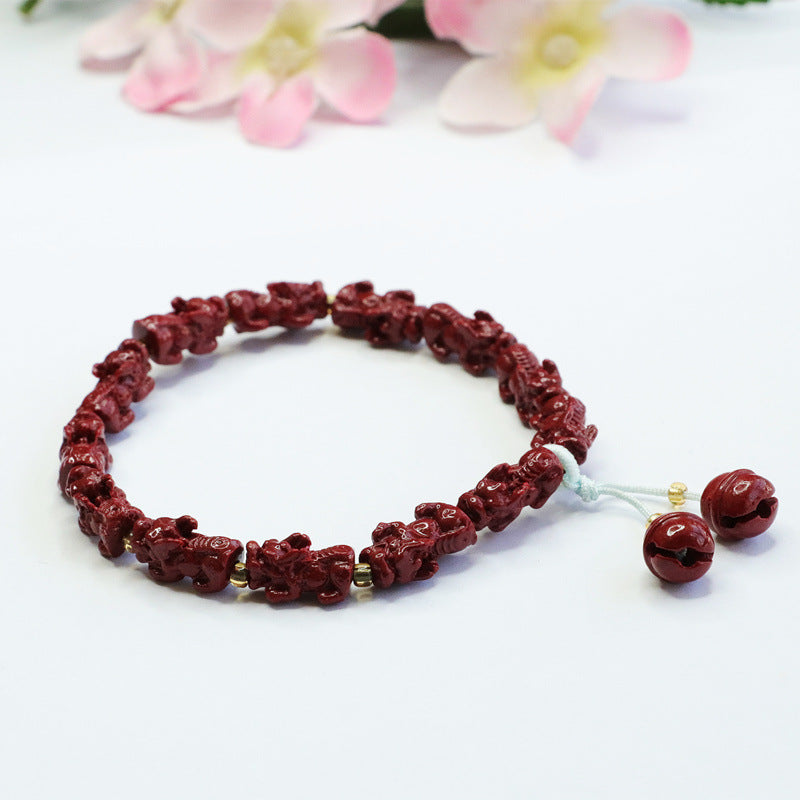 Purple Gold Sand Pixiu Cinnabar Bracelet