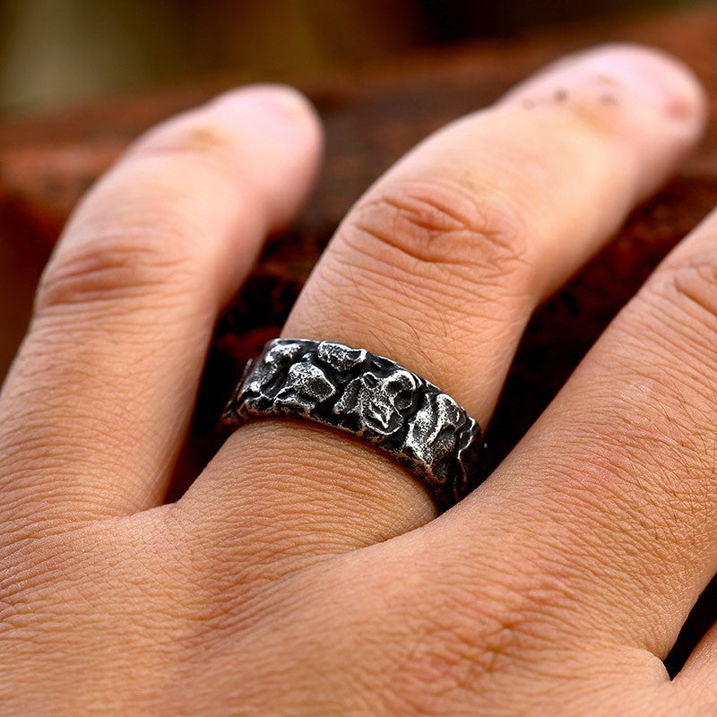 Nordic Viking-Inspired Titanium Steel Ring for Men - Retro Handcrafted Jewelry Wholesale