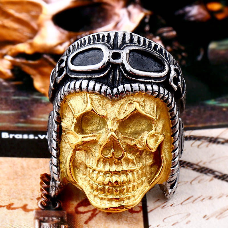 Titanium Steel Punk Skull Ring for Men - Bold and Unique Personality Jewelry