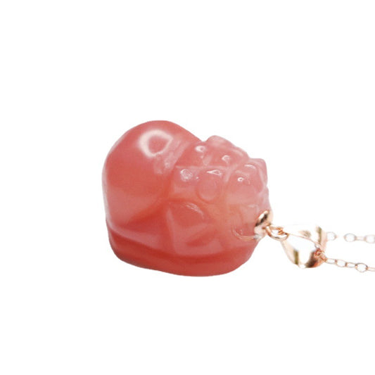 Rose Gold Agate Pixiu Fortune's Favor Necklace