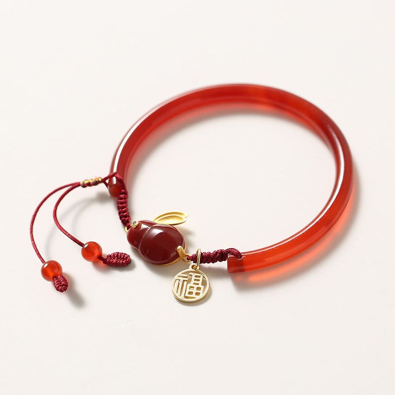 Fortune's Favor Rabbit Red Agate Bracelet - Sterling Silver Natural Gemstone Birthday Gift