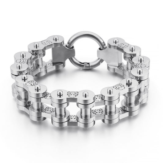 Men's Titanium Steel Bicycle Bracelet with Pirate Design in European and American Hip-Hop Style