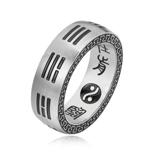 Chinese Wind Yin and Yang Tai Chi Men's Titanium Ring