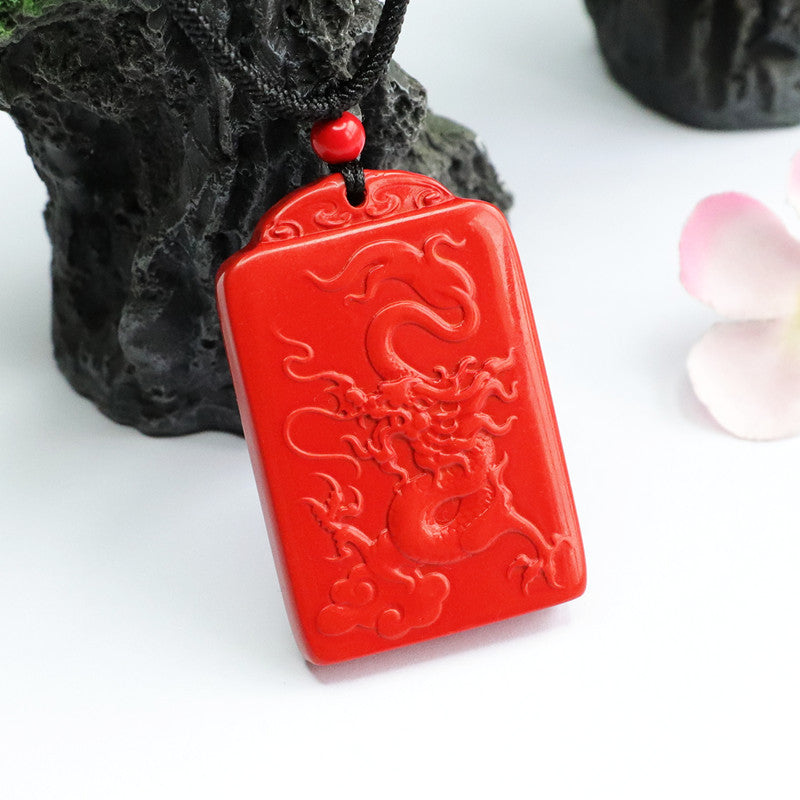 Dragon Fire Cinnabar Stone Sterling Silver Pendant