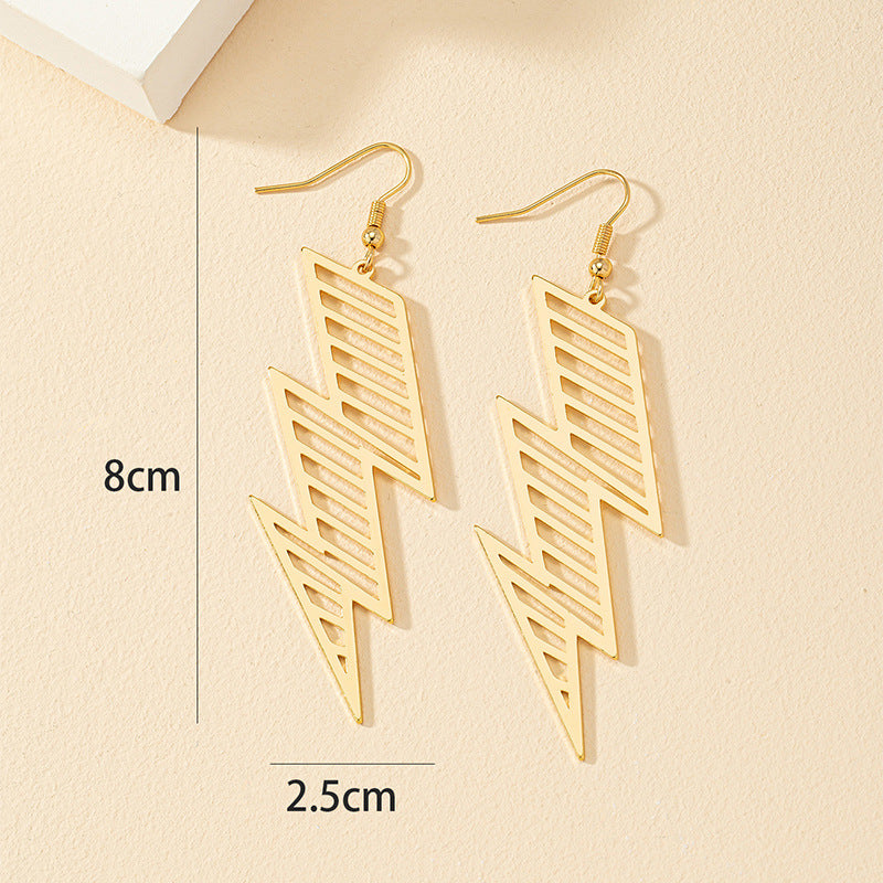 Geometric Lightning Hollow Earrings - Vienna Verve Collection