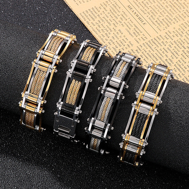 Personalized Stainless Steel Rock Hip-Hop Twist Chain Bracelet for Men