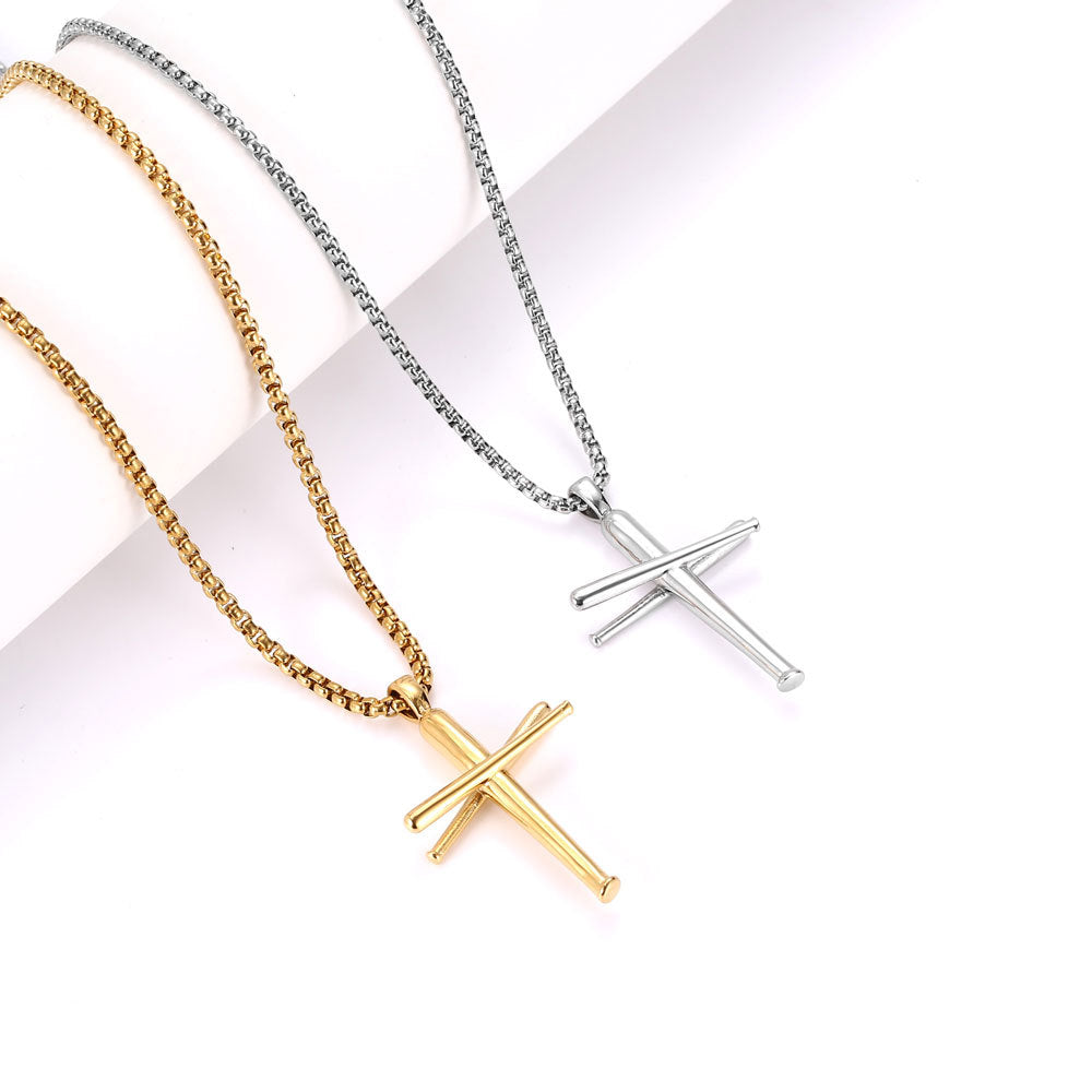 Trendy Men's Titanium Steel Cross Pendant Necklace - Hip-Hop Style in Gold and Silver