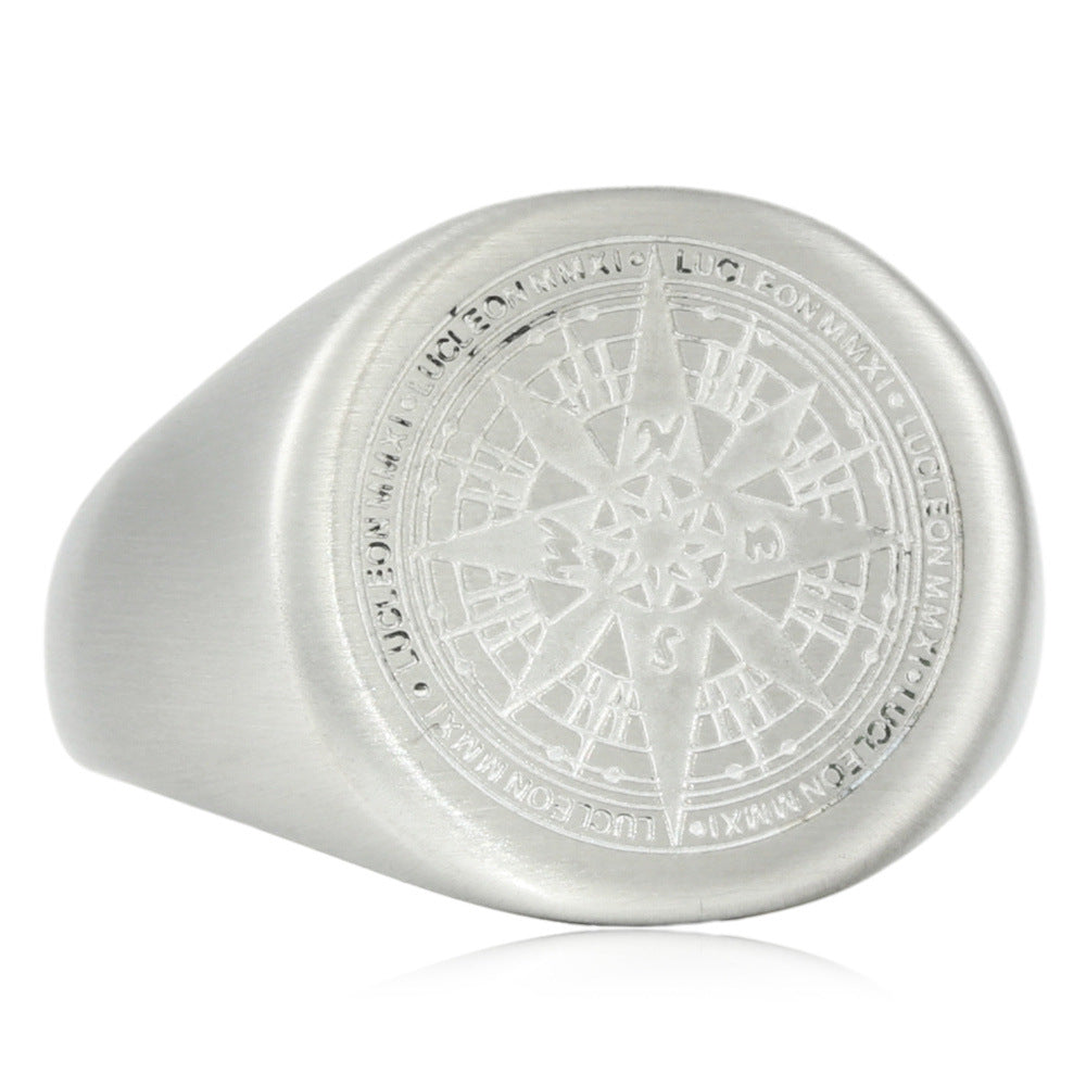 Titanium Steel Compass Ring for Men - Retro Personalized Trendy Accessory