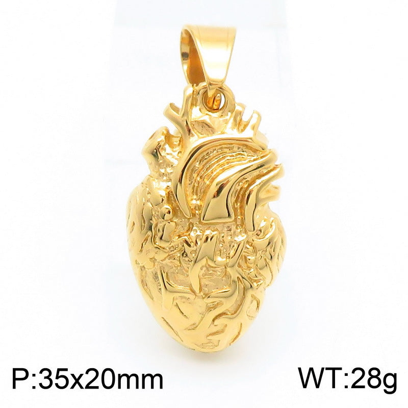 Customizable Trendy 18k Vacuum Plated Stainless Steel Men's Heart Pendant