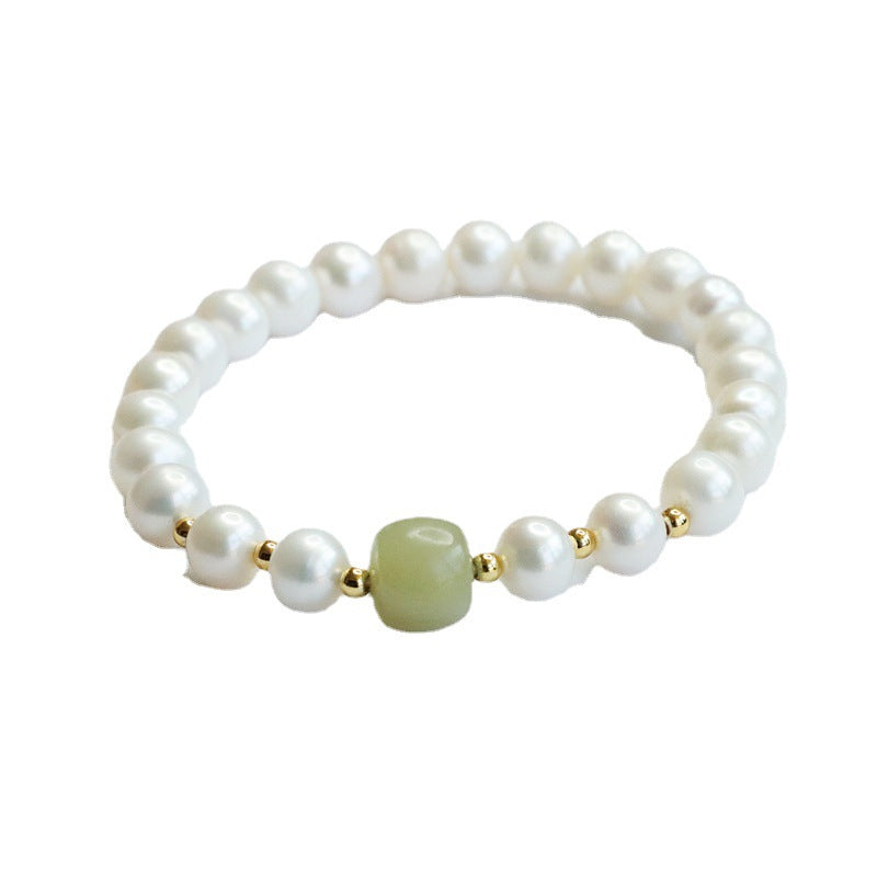 Jade and Freshwater Pearl Sterling Silver Bracelet - Fortune's Favor Collection