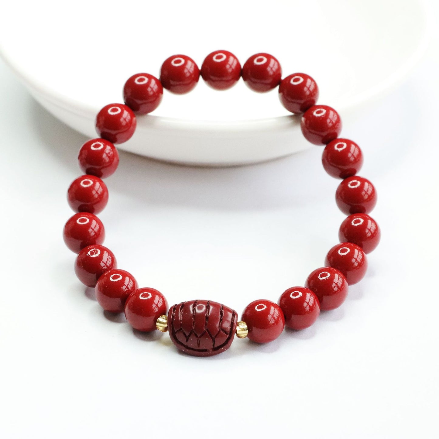 Cinnabar Stone Sterling Silver Bracelet from Planderful Collection