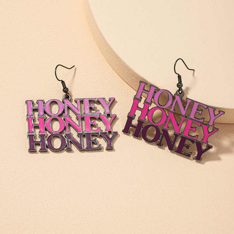 Color-Blocked Honey Earrings with European and American Influence