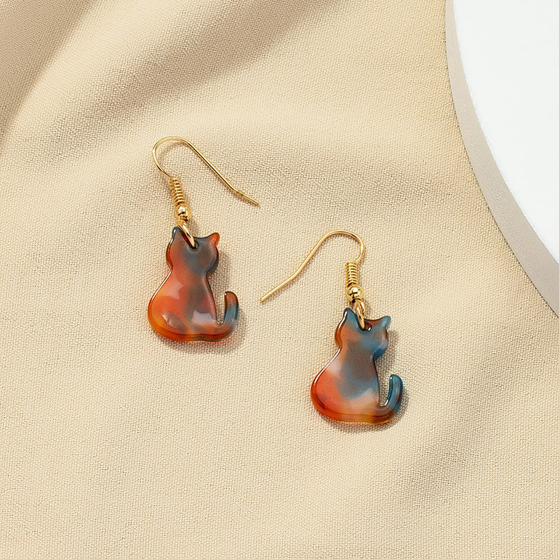 Playful Feline Asymmetric Earrings - Retro Design with a Twist