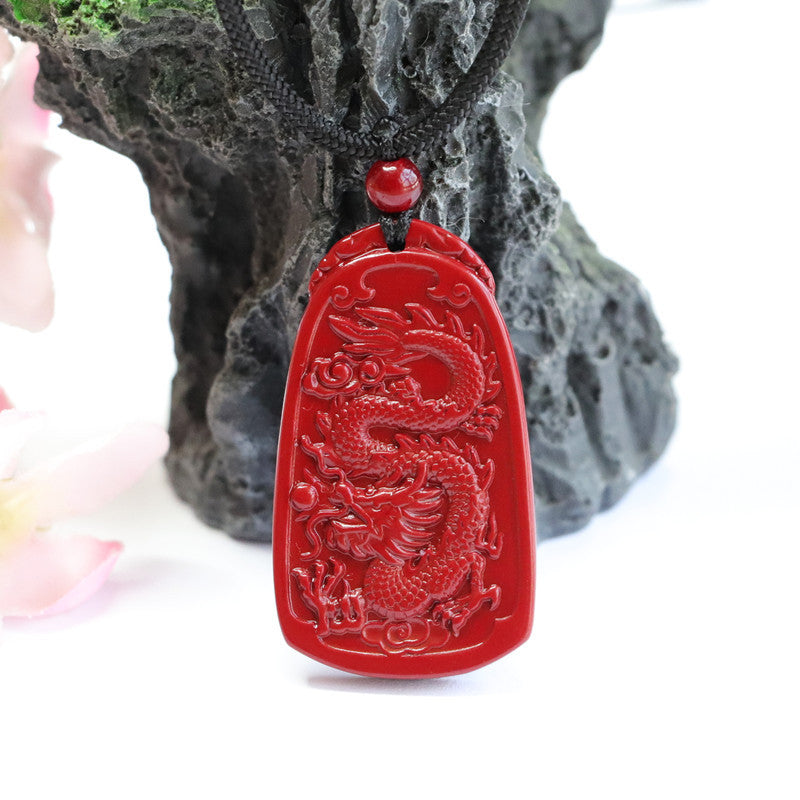 Dragon Cloud Cinnabar Pendant with Purple Gold Sand Stone