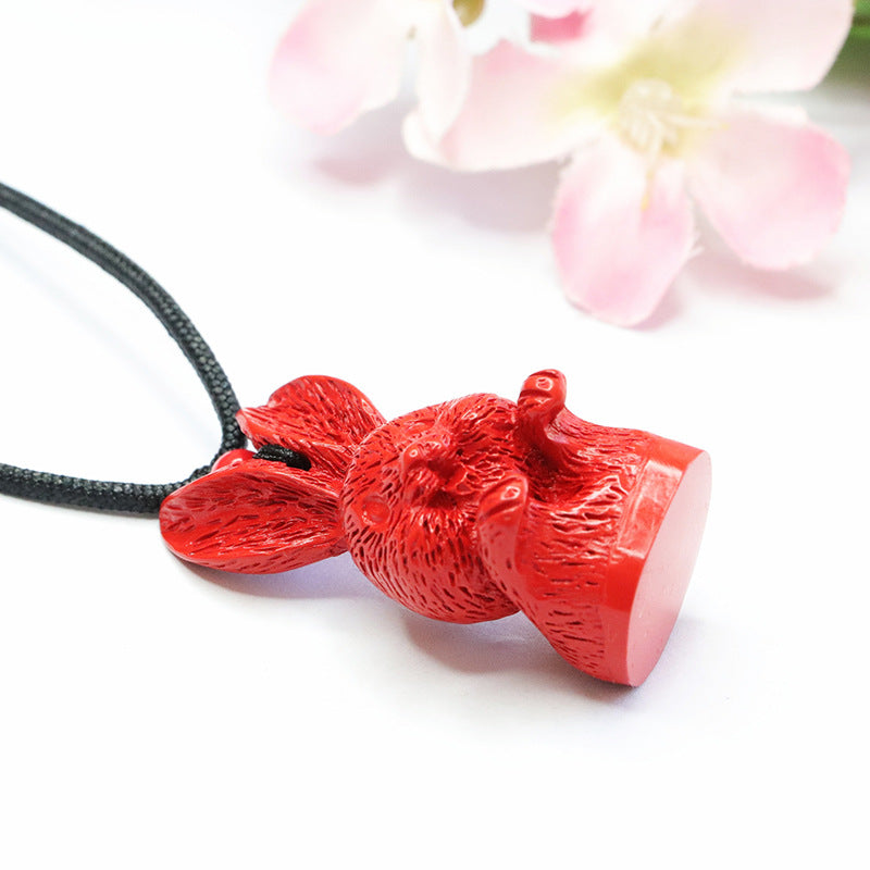 Cinnabar Three-dimensional Rabbit Pendant Red Sand Zodiac Rabbit Pendant