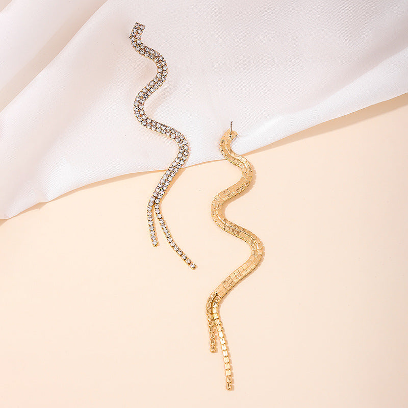 Exaggerated Tassel Earrings with Snake Design - Vienna Verve Collection