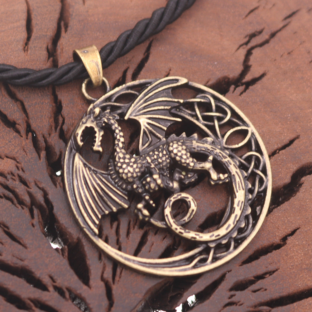 Retro Nordic Dragon Amulet Necklace for Gentlemen