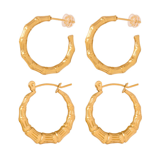 Geometric Gold-Plated Earrings with Retro European Flair