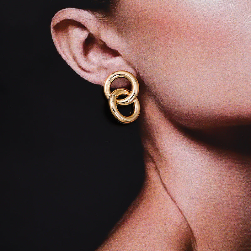 Chic Metal Circle Earrings with Instagram Vibe - Vienna Verve Collection