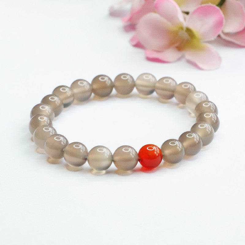 Purple Chalcedony and Red Agate Sterling Silver Bracelet