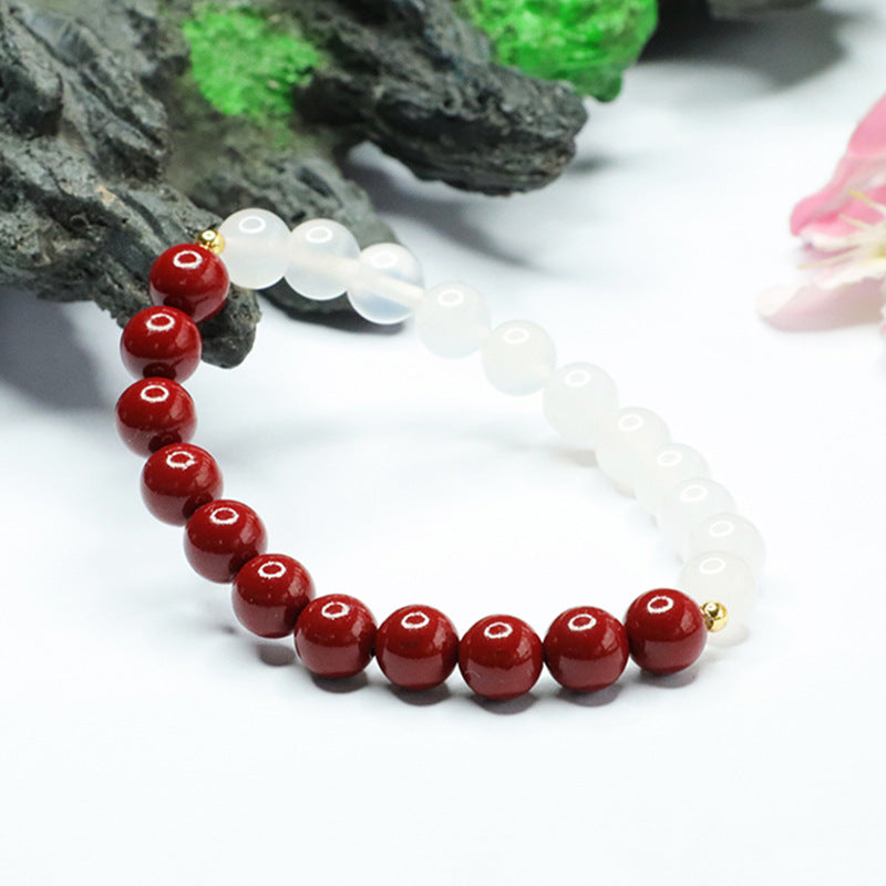 Fortune's Favor Sterling Silver Chalcedony and Cinnabar Bracelet