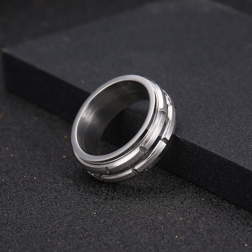 Stylish Men's Titanium Steel Ring - European and American Punk Jewelry