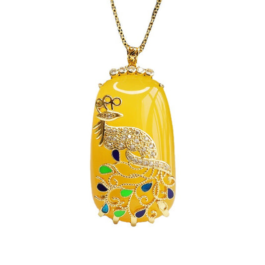 Golden Phoenix Chalcedony Pendant Necklace from Fortune's Favor Collection